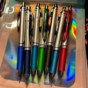 Pentel Energel Pens 0.7mm Pink, blue, green, black (7 ct) - NEW